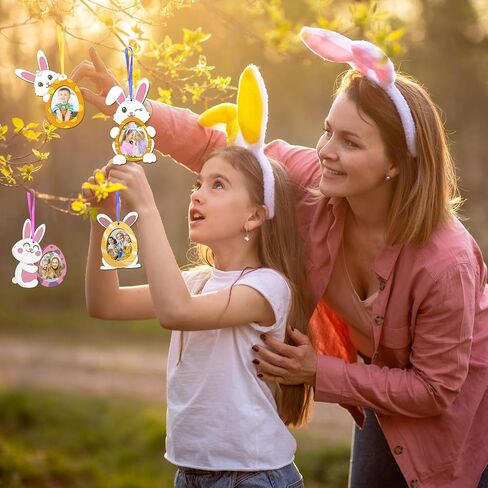 RGISHOP 12 Pcs Bunny Crafts for Kids, Easter DIY Rabbit Photo Frame Unfinished Wood Picture Frame for Boys Girls Art Project Spring Activity Gift for Easter Hunt Events in Kuwait