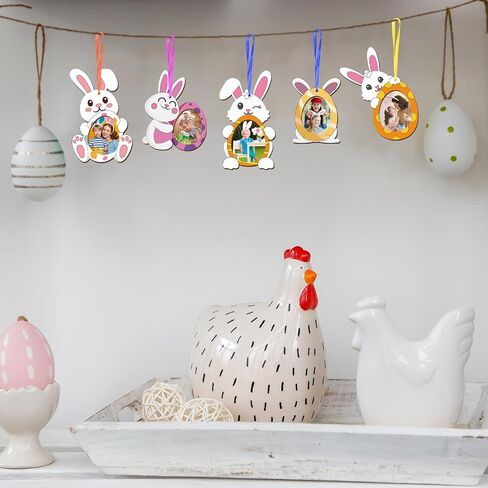 RGISHOP 12 Pcs Bunny Crafts for Kids, Easter DIY Rabbit Photo Frame Unfinished Wood Picture Frame for Boys Girls Art Project Spring Activity Gift for Easter Hunt Events in Kuwait