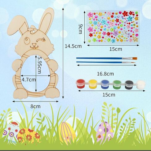 RGISHOP 12 Pcs Bunny Crafts for Kids, Easter DIY Rabbit Photo Frame Unfinished Wood Picture Frame for Boys Girls Art Project Spring Activity Gift for Easter Hunt Events in Kuwait