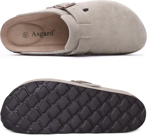 Asgard Women's Suede Clogs Leather Mules Arch Support Potato Shoe with Comfort Cork Footbed Taupe 37 Size 6-6.5 in Saudi Arabia