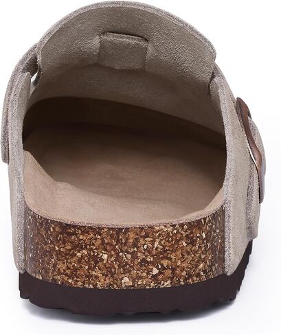 Asgard Women's Suede Clogs Leather Mules Arch Support Potato Shoe with Comfort Cork Footbed Taupe 37 Size 6-6.5 in Saudi Arabia