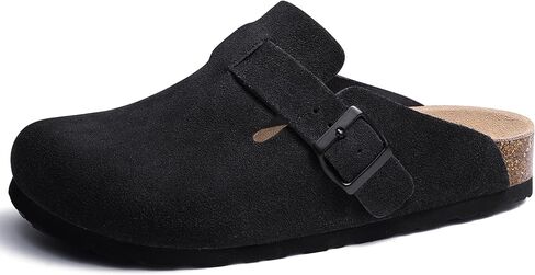 Asgard Women's Suede Clogs Leather Mules Arch Support Potato Shoe with Comfort Cork Footbed Taupe 37 Size 6-6.5 in Saudi Arabia