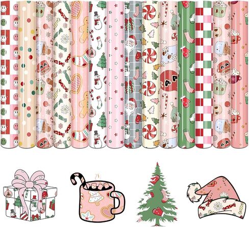 Tintnut Classical Christmas HTV Vinyl 16 Sheets 12x10 inches Assorted Color Bundle for Shirts DIY in Saudi Arabia