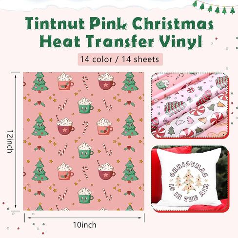 Tintnut Classical Christmas HTV Vinyl 16 Sheets 12x10 inches Assorted Color Bundle for Shirts DIY in Saudi Arabia
