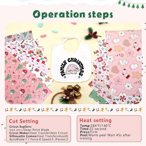 Tintnut Classical Christmas HTV Vinyl 16 Sheets 12x10 inches Assorted Color Bundle for Shirts DIY in Saudi Arabia