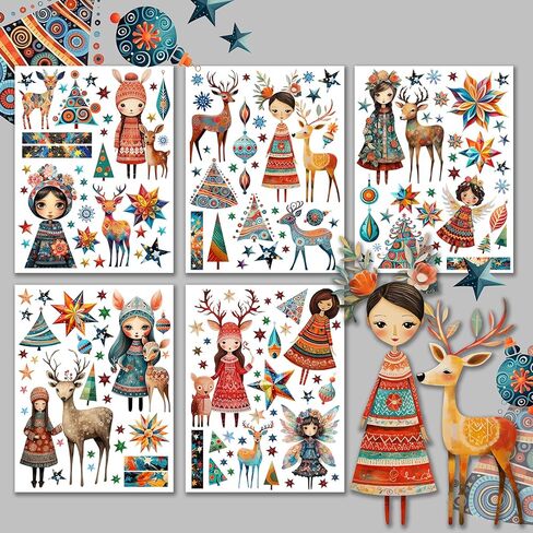 Decoupage Paper Pack (15 ورقة 8 "X11") Fairy Girl and Deer Christmas Saïve Art Hanataba Vintage Vintage Victle in Saudi Arabia