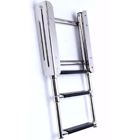Pontoon Boat Ladder,3 Step Telescoping Ladder Under Platform Slide Mount Boat Boarding Ladder 316 Stainless Steel Heavy Duty Marine Ladder 600 Pound Capacity