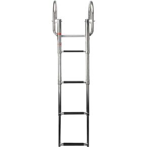 Amarine Made 4 Steps Boat Ladder Folding Pontoon Boat Ladder Stainless Steel Telescoping Dock Ladder 550lbs Capacity for Marine Swimming Pool Lake