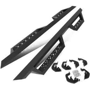 DNA MOTORING STEPB-ZTL-8123 Pair 2.75" Square Lower Cleat Step Bar Running Boards Compatible with 07-18 Silverado/Sierra 1500 Extended Cab, Matte Black