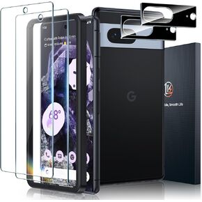 عبوة LK من قطعتين لواقي شاشة Google Pixel 8 مع عبوتين من واقي عدسة الكاميرا، رفيع للغاية عالي الدقة، واقي شاشة من الزجاج المقوى بصلابة 9H لهاتف Pixel 8 [متوافق مع بصمات الأصابع] حافظة صديقة