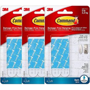Command Plastic Large Water-Resistant Refill Strips, 12-Strip