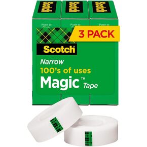 Scotch Magic Tape, Invisible, Home Office Supplies and Back to School Supplies for College and Classrooms, 3 Rolls