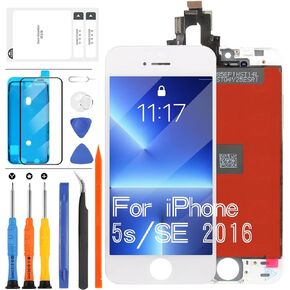 LCD Screen Replacement for iPhone 5s/SE 2016 Touch Screen for A1453 A1457 A1530 A1533 A1518 A1528 LCD Display Touch Screen Digitizer Full Assembly with Repair Tool and Screen Protector