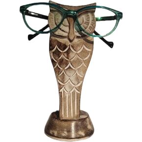 Wooden Owl Glasses Holder for Desk Eyeglasses Storage Rack Stand Table Top Sunglasses Stand for Countertop