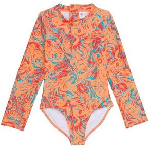 SwimZip® Girls' Long Sleeve UPF 50+ One-Piece Swimsuit - 2 Years to 14 Years