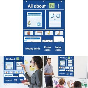 KIKIGOAL ALL About Letter Pocket Chart، الحروف الأبجدية، تتبع النشاط، مخطط جيب للكلمات لتعلم الحروف الأبجدية والأناشيد والكلمات - مرحلة ما قبل المدرسة ورياض الأطفال والمدرسة المنزلية التي يجب أن تمتلكها in Kuwait