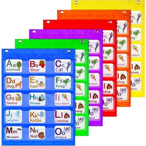 6 Pcs Classroom Magnetic Pocket Chart Squares Kid Teacher Small Pocket Chart Mini Pocket Chart Organizer Back to School Resources for Homeschool Schedule Activities, 6 Colors (22 x 17 Inch)