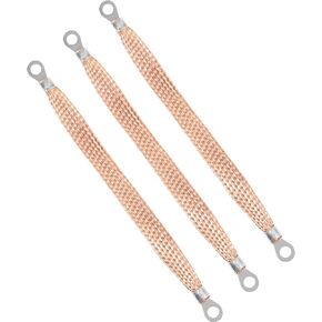 3PCS Automotive Ground Strap,Heavy Duty Engine Braided Copper Ground Strap,Professional Vehicle Grounding Cable Straps with Rings Terminal Plugs,Universal Ground Straps for Most Cars
