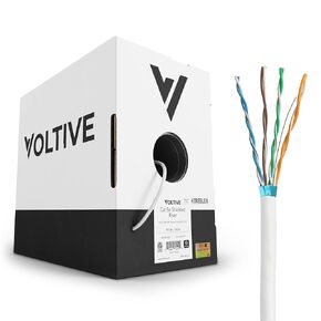 Voltive Cat5e Shielded Riser (CMR), 1000ft, Black - Solid Bare Copper Bulk Ethernet Cable - FTP - 350MHz - UL Certified & ETL Verified