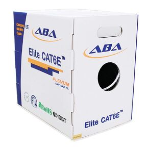 Elite Cat6e Plenum Cable 600MHz, 1000ft, 23AWG, UTP, Solid Pure Copper, UL Listed, UL-LP Certification, High Performance PoE, w/Spline-Noise Reducing, Easy Pull - Reelex II Box, Bulk Ethernet, White