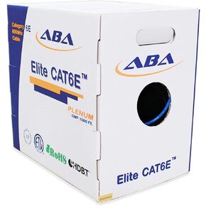 Infinity Cable Cat6e Plenum 600MHz CMP 23AWG UTP, 1000 Feet, Solid 100% Pure Copper, UL Certified, Easy to Pull (Reelex II) Box, Blue
