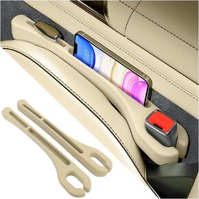 2PCS Upgrade Car Seat Gap Filler with Phone Holder,Multi-Function Car Side Seat Gap Filler for Avoiding Things Falling,Universal Car Seat Organizer Car Accessories Interior for Women/Men(Black)