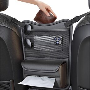 Car Organizer Storage Between Seats, Nappa Leather Car Headrest Hanging Storage Bag Car Pocket Purse Holder Car Snack Holder Automotive Console Organizer for Travel, Driving