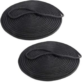 YaeMarine 2-Pack 3/4 Inch x 25ft Double Braid Nylon Dockline Dock Line Mooring Rope Marine Boat Dock Lines with 15" Loop Black in Kuwait