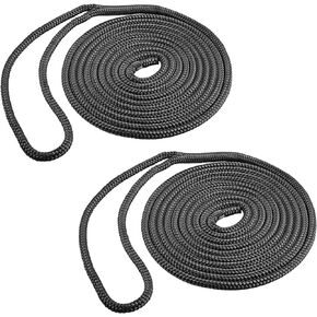 Seamander Best Double Braid Nylon Dock Line for Boat (White(2-Pack), 3/8" x20')