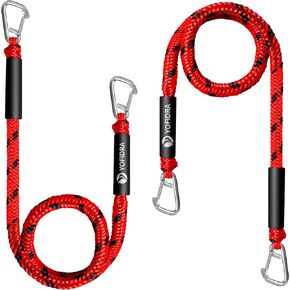 Boat Anchor Bungee Dock Line - PWC Buddy Rope Stretches 14-27ft for Jet Ski, Kayak, Quick Docking with Stainless Steel Clip, Built-in Snubber