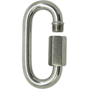 Snorkel Master Scuba Choice SS Oval Quick Link Carabiner Boat Marine Clip with Screw 14.5mm Opening, 10.5 cm, Grey