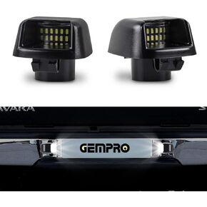 Gempro لوحة ترخيص الضوء، 2 قطعة لوحة ترخيص LED مجموعة مصابيح استبدال متوافقة لنيسان فرونتير تيتان إكستيرا أرمادا سوزوكي إكواتوركس، مدعومة بمصابيح LED بيضاء زينون 18SMD (أسود)