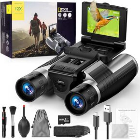 2.4" LCD Digital Binoculars with Camera 48MP 12X32 2.5K Videos HD Quality Ideal for Bird Watching, Concerts and Outdoor Adventures 32GB