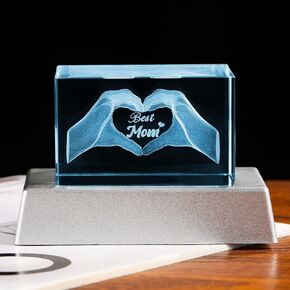 Best Dad Ever Gifts for Dad from Daughter Son Daddy Birthday Gifts Night Light,Crystal 3D Heart Gesture Gifts for Dad Christmas Fathers Day Home Decoration Paperweight