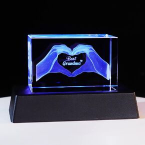 Best Dad Ever Gifts for Dad from Daughter Son Daddy Birthday Gifts Night Light,Crystal 3D Heart Gesture Gifts for Dad Christmas Fathers Day Home Decoration Paperweight