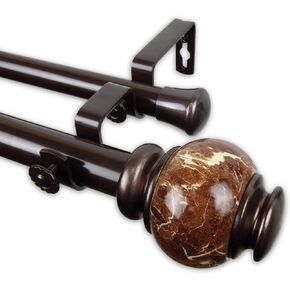 Rod Desyne 1" Fleck Double Curtain Rod, 28-48 inch, Bronze
