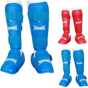 Twister WKF Karate Shin Guards | Taekwondo Shin-N-Step | Detachable Shin Guards with Foot Protection | Premium Quality Leg & Foot Protection for Karate, Taewkondo, Muay Thai, and MMA
