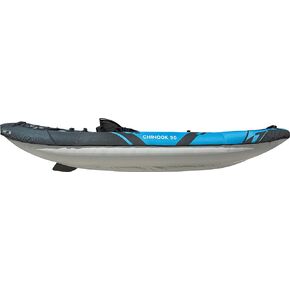 AQUAGLIDE Chinook 90 Inflatable 9' Foot Kayak Kit Packable Includes Pump for Adults Family Friendly 1 Person Single Rider Blow Up for Recreational Angler Fishing