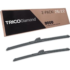 TRICO Diamond 26 بوصة و22 بوصة حزمة من 2 شفرات ممسحة الزجاج الأمامي عالية الأداء لسيارتي (25-2622)، سهلة التركيب بنفسك ورؤية فائقة للطريق