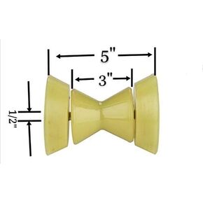 3" Yellow Poly Bow Roller with 1/2" Shaft Stop Boat PWC Marine Trailer