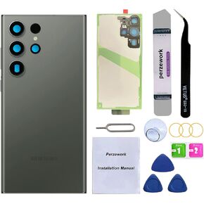 Rear Back Glass Replacement for Samsung Galaxy S23 Ultra 6.8 inches with Reparing Toolkit and Manual (Green)