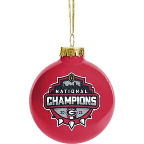 Georgia Bulldogs 2021 Football National Champions Glass Ball Christmas Tree Ornament-2 5/8"-Red