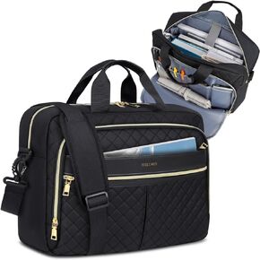 IGOLUMON Laptop Bag 15.6/17.3 Inch Laptop Briefcase for Women Men Waterproof Shoulder Computer Messenger Bag Large Laptop Bag Business Office Work Travel College, Black