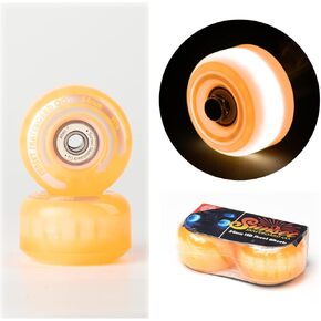 54mm LED Light-Up Street Wheels (2-Pack) with ABEC-7 Carbon Steel Bearings for Glow-in-The-Dark, All Ages & Skill Levels Skating Fun with No Batteries Required (Orange) in Kuwait
