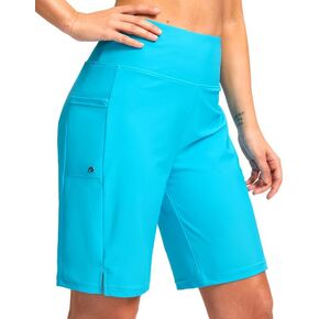 G Gradual Women's 9" Long Swim Board Shorts with Pockets High Waisted Knee Length Beach Swimming Shorts for Women with Liner