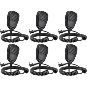 SAMCOM Shoulder Mic of Walkie Talkies, Two Way Radio Speaker Mic, Handheld Walkie Talkie Microphone for Most 2 Way Radio, 2 Pin Radio Mic with PTT (6 Pack)