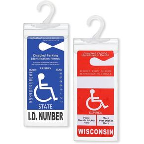 VAGURFO 2 Pcs Handicapped Parking Placard Holder,Disabled Parking Permit Holder Placard Protective with Larger Hook Fit Rearview Mirror