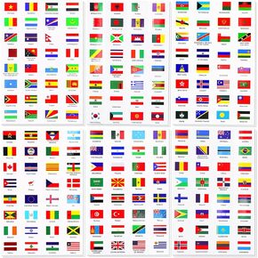 384 PCS World Flag Stickers, Waterproof Countries Flags Stickers, PVC International Country Flag Stickers, 192 Countries World Stickers Travel Mini Flag Stickers for School Planner Scrapbook Journal