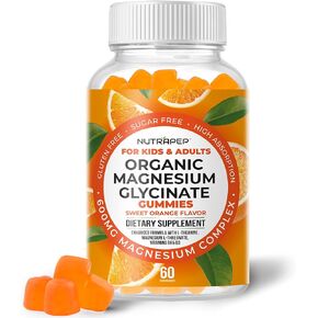Organic Magnesium Glycinate Gummies for Kids & Adults Women & Men - Sugar Free Gluten Free Non-GMO Vegan Chewable Supplement