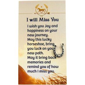 Good Luck Charm Lucky Horseshoe Gift Set with I Will Miss You Card